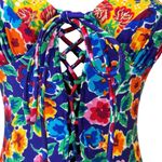 Gottex Sak’s Fifth Avenue Floral Corset Underwire Couture Designer Swimsuit Blue Size 8 Photo 4