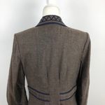 BCBGMAXAZRIA Linen Brown/Navy Embroidered Jacket L Photo 7