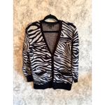 Banana Republic  V-Neck Fuzzy Zebra Print Cardigan Sweater Black‎ White Small S Photo 1