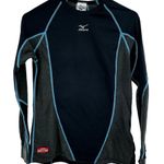 Mizuno Breath Thermo Base Layer Crew Neck Colorblock Black Alaskan Blue Large Photo 1