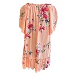 st. john's bay St. John’s Bay Peach Floral Tunic Top XL Rayon Tassel Tie Neck Boho Style Photo 1