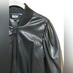 DKNY  Faux Leather 3/4 Sleeve Bomber Jacket size S 18” p2p Black $150 Retail NWOT Photo 5