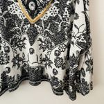 Free People | Kanuk Hoodie Black White Floral Boho Wide Sleeve Hood | Medium Photo 4