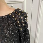 Women's Black Sequin‎ Spiked Pullover Sweater Size S/M Whimsigoth Grunge Goth Photo 2