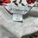 Liz Claiborne Floral T-Shirt Size L Large Coral Brown Short Sleeve Photo 3