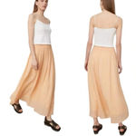 Vince Smocked Waist Gathered Maxi Skirt Peach Size L NWT Photo 2