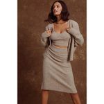 ASTR  the Label Terry Knit Belmont Midi Skirt in Taupe Gray Marled Small New Photo 12