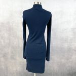 Prairie Underground Women Mock Neck Dress Small Dark Academia Minimal Scandi Blue Photo 2