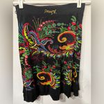 Desigual Charm in Bloom:  Black Floral Print Midi Skirt | Size S Photo 5