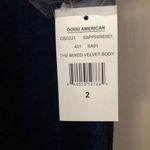 Good American  The Mixed Velvet Bodysuit Navy Blue and Black NEW Photo 7