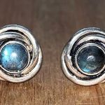 Crystal Earrings Studs Sterling Silver Blue Photo 0