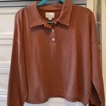 American Eagle Brown Collared Button Down Sweatshirt Photo 0