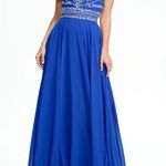 JJ House Royal Blue Rhinestone Studded Prom Gown Maxi Dress Womens XXL Formal Size 2X Photo 0