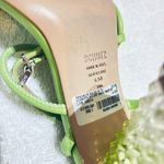 Schutz Women’s Mayte Lime Green Leather Acrylic Block Heel Sandal size 6.5 Photo 6