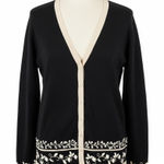 Dress Barn  Sweater L Floral Embroidered Cardigan Cottagecore Preppy Grandmacore Photo 0