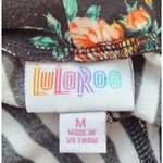 LuLaRoe  Amber Floral Hoodie Black White Striped Raglan Sleeves Medium Photo 11