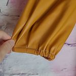 STAUD  SOPHIE FAUX LEATHER PUFF SLEEVE  PEPLUM ORANGE CAMEL BLOUSE MEDIUM Photo 5
