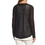 Eileen Fisher Black Hemp Sheer Knit High Low Pullover Sweater Top Size M Photo 1