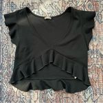 Free People  Intimately Black Ruffle Plunge V-Neck Crop Top Peplum Size Large Photo 5