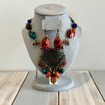 Dry Cute Necklace & Pierced Earrings Set Brass Tone & Multiple Beads Photo 1