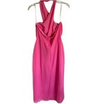 Lulus  Flirty Chic Bright Pink Cutout Twist-Front Halter Midi Dress NEW Size L Photo 3