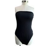 Aerie  Black Ribbed One Piece Swimsuit Strapless Cheeky Size XL Photo 1