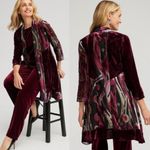 Chico's NEW Chico’s Travelers Collection Velvet Burnout Kimono Black Wine Size XS 0 Photo 1