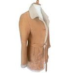 Daniel Benjamin Faux Leather Sherpa Lined Embroidered Boho Style Jacket Size Sma Tan Photo 5