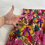 Rose + Olive  Bright Floral Textured Crepe Wide Leg Pant L Photo 2