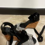 Black and White Striped Wedge Sandals Size 7 Photo 2