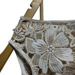 Shoshanna  Ivory Gold Sleeveless Floral Lace Midi Cocktail Dress Size 10 Photo 4