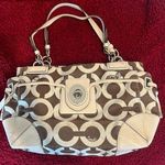 Coach Signature Op Art Peyton Carryall Satchel Style 14515 in Brown and Cream Photo 0