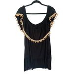 Lane Bryant Black Off The Shoulder Blouse Pom Pom Boho Beachy Resort Size 26/28 Photo 2