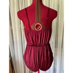 Teddy negligee sheer lace satin burgundy Red Photo 3