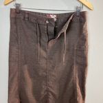 Title Nine Midi Skirt 6 Brown Drawstring Casual A-Line Hemp Blend Pockets Photo 3