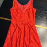 I.N. San Francisco Fit & Flare Lined Orange Lace Dress Size 3 EUC Photo 2