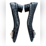 Stuart Weitzman Women’s Croc Embossed Black Leather Block Heel Pump Buckle Sz 8 Photo 2