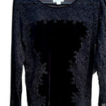 Sundance EUC  Velvet Crochet Lace Long Sleeve Top Black Size Small Photo 0