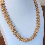 Vintage Gold Tone Textured Choker Necklace 1970s Photo 0