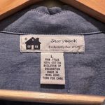 Vintage Storybook Chambray Blue Button Up Shirt Aztec Native American Bead Large Photo 2