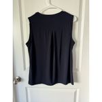 Anne Klein Blue Blouse With Gold Zippers Medium M Top Work Office Photo 2