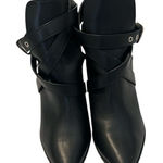 So Me size 10 black strappy buckles cutout ankle booties with 4.5 inch heels EUC Photo 0