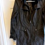 Cole Haan  Womens Black Hooded Water Resistant Trench Coat Size S Photo 5