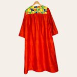 Vintage Caftan Dress Maxi Women Kaftan Muumuu Elephants Reddish Orange Zip Photo 2