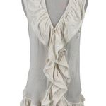 Vivienne Tam  Ruffle White Button Blouse Size Large Photo 0