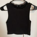ZARA Black Lace Sleeveless Rib crop top Size Small Photo 1