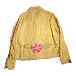 Vtg 1990s Scrap Work Yellow Pink Cotton Terry Floral Pattern Button Up Top Sz XS Photo 1