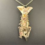 Vintage 60s Sterling Silver Abalone Shell Articulated Fish Bottle Opener Pendant Photo 2