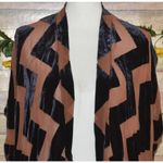 Dolan Antropologie L Brown Silk Black Velvet Chevron Open Top Jacket Sleeveless Size L Photo 1