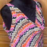 Trina Turk  Cowl Neck Sleeveless Vibrant Abstract Print Silk Blouse Size‎ Large Photo 4